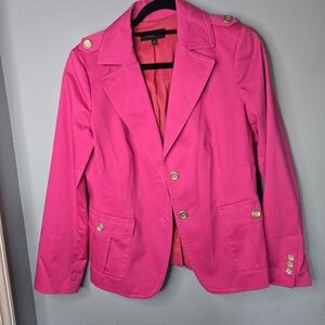 Talbots Pink Blazer Size 10 Gold Button Structured Jacket Preppy Career Chic